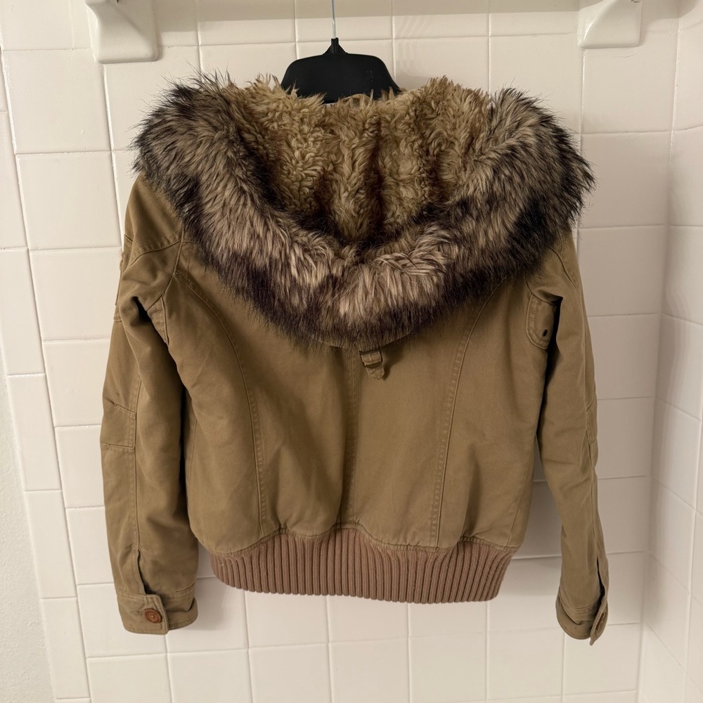 Vintage Y2K Abercrombie & Fitch 2000s Faux Fur Lined + Hooded Jacket - Picture 7 of 8